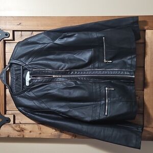 Cleo Petites Black Faux Leather Lightweight Moto Jacket XXL